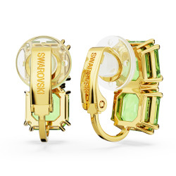 Millenia Clip Earrings Square Cut, Green, Gold-Tone Plated