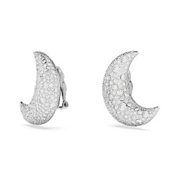 Σκουλαρίκια με Κλιπ Luna Φεγγάρι, Λευκά, Επιμετάλλωση Ροδίου
