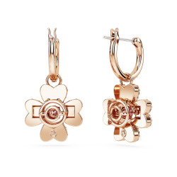 Idyllia Drop Earrings Clover, White, Rose Gold-Tone Plated