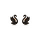 Σκουλαρίκια με Καραφάκι Swarovski Swan Κύκνος, Μαύρα, Επιμετάλλωση σε Ροζ Χρυσαφί Τόνο