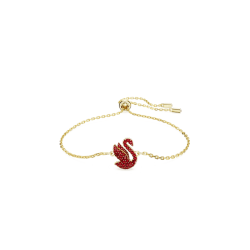 Βραχιόλι Swarovski Iconic Swan Κύκνος, Mικρό, Κόκκινο, Επιμετάλλωση Σε Χρυσαφί Τόνο