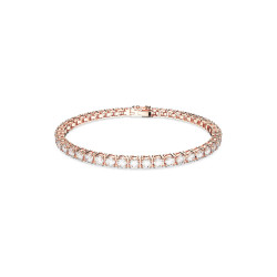 Matrix Tennis Βracelet Round Cut, Small, White, Rose Gold-Tone Plated