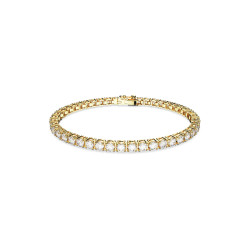 Matrix Tennis Bracelet Round Cut, Small, White, Gold-Tone Plated