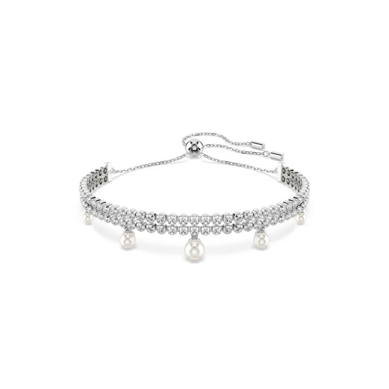 Βραχιόλι Ariana Grande x Swarovski Crystal Pearl, Στρογγυλή Κοπή, Λευκό, Επιμετάλλωση Ροδίου