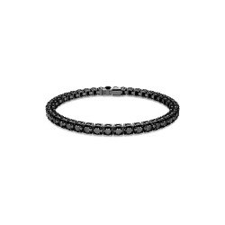 Matrix Tennis Bracelet Round Cut, Black, Ruthenium Plated