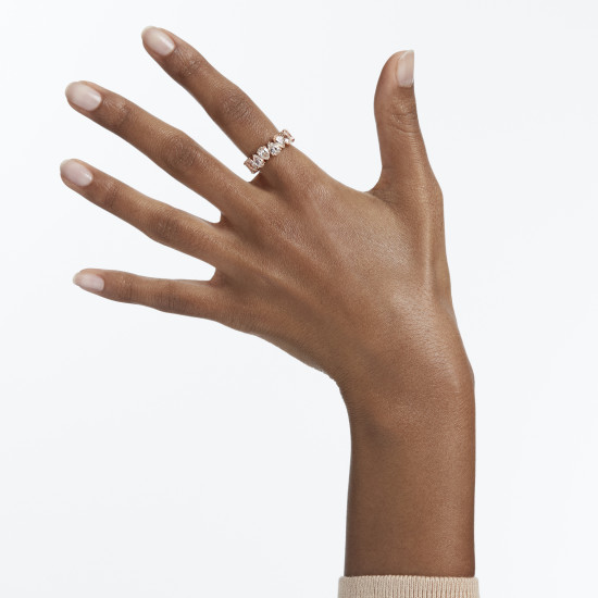 Δαχτυλίδι Vittore Κοπή Pear, Λευκό, Επιμετάλλωση σε Ροζ Χρυσαφί Τόνο