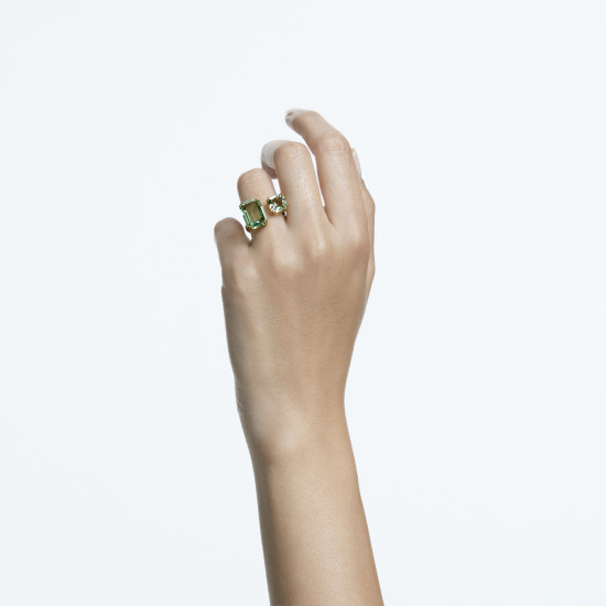 Δαχτυλίδι Κοκτέιλ Millenia Οκταγωνική Κοπή, Πράσινο, Επιμετάλλωση σε Χρυσαφί Τόνο