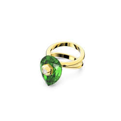 Δαχτυλίδι Numina Κοπή Pear, Πράσινο, Επιμετάλλωση σε Χρυσαφί Τόνο