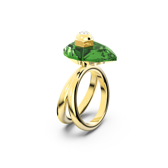 Δαχτυλίδι Numina Κοπή Pear, Πράσινο, Επιμετάλλωση σε Χρυσαφί Τόνο