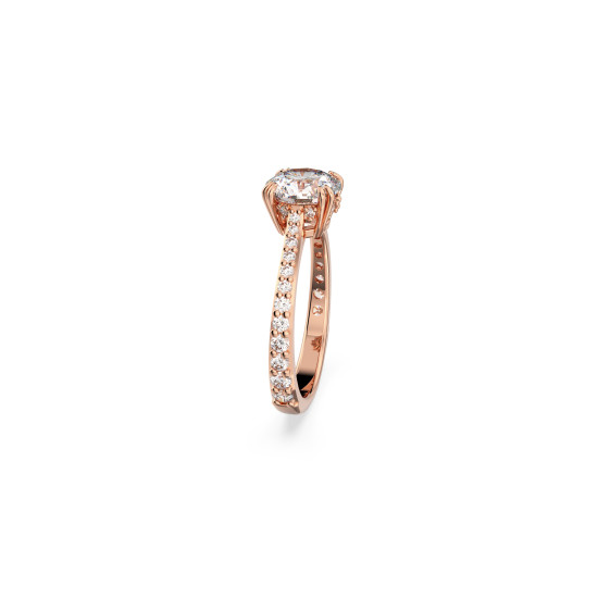 Δαχτυλίδι Κοκτέιλ Constella Κοπή Princess Pavé, Λευκό, Επιμετάλλωση σε Ροζ Χρυσαφί Τόνο