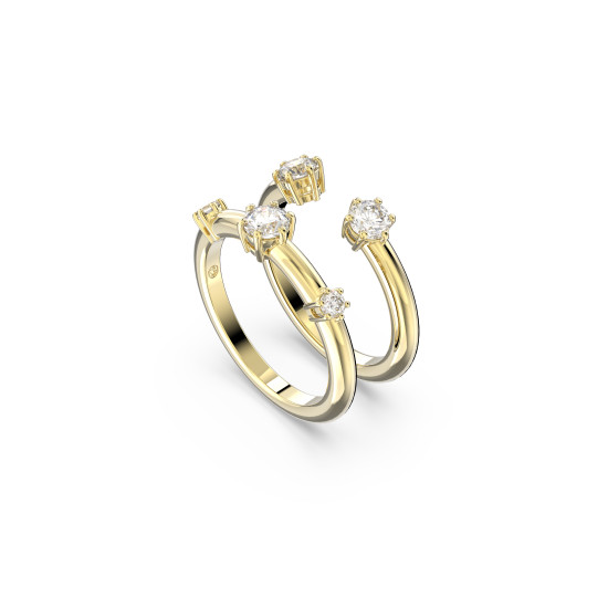 Constella Ring Set (2), Round Cut, White, Gold-Tone Plated
