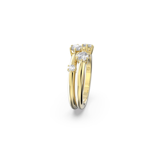 Constella Ring Set (2), Round Cut, White, Gold-Tone Plated