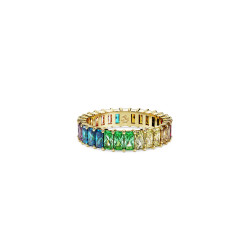 Δαχτυλίδι Matrix Κοπή Baguette, Πολύχρωμο, Επιμετάλλωση Σε Χρυσαφί Τόνο