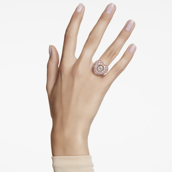 Δαχτυλίδι Κοκτέιλ Hyperbola Καρδιά, Ροζ, Επιμετάλλωση σε Χρυσαφί Τόνο