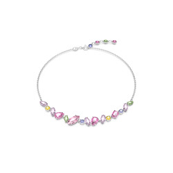 Gema Necklace Mixed Cuts, Multicolored, Rhodium Plated