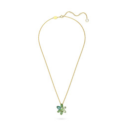 Gema Pendant Mixed Cuts, Flower, Green, Gold-Τone Plated