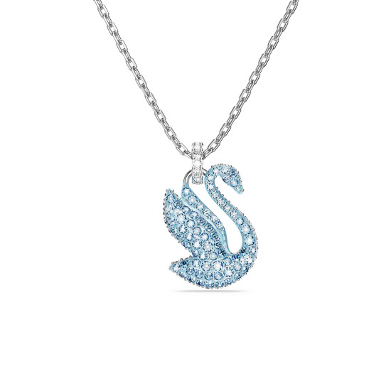 Μενταγιόν Swarovski Iconic Swan Κύκνος, Μπλε, Επιμετάλλωση Ροδίου