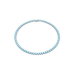 Matrix Tennis Necklace Round Cut, Medium, Blue, Rhodium Plated