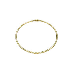 Matrix Tennis Necklace Round Cut, Small, Yellow, Gold-Tone Plated