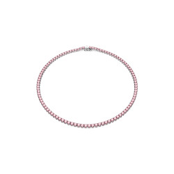 Matrix Tennis Necklace Round Cut, Small, Pink, Rhodium Plated