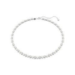 Κολιέ Tennis Matrix Crystal Pearl, Στρογγυλή Κοπή, Λευκό, Επιμετάλλωση Ροδίου