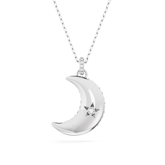Μενταγιόν Luna Φεγγάρι, Λευκό, Επιμετάλλωση Ροδίου