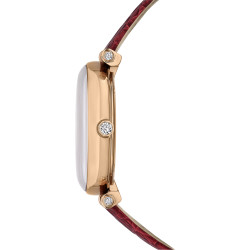 Ρολόι Crystalline Wonder Eλβετικής Kατασκευής, Δερμάτινο Λουράκι, Κόκκινο, Φινίρισμα σε Χρυσό Σαμπανί Τόνο