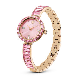 Ρολόι Matrix Bangle Eλβετικής Κατασκευής, Κρυστάλλινο Μπρασελέ, Ροζ, Φινίρισμα Σε Χρυσό Σαμπανί Τόνο