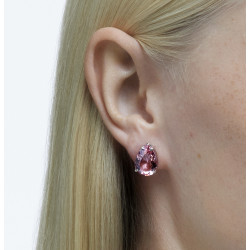 Gema Stud Earrings Drop Cut, Pink, Rhodium Plated