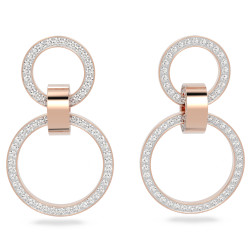 Hollow Hoop Earrings White, Rose Gold-Tone Plated