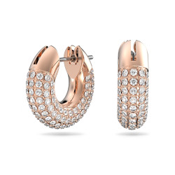 Dextera Hoop Earrings Pavé, Small, White, Rose Gold-Tone Plated