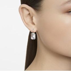 Millenia Drop Earrings Octagon Cut, White, Rhodium Plated