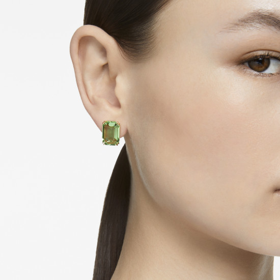 Σκουλαρίκια με Καραφάκι Millenia Οκταγωνική Κοπή, Πράσινα, Επιμετάλλωση σε Χρυσαφί Τόνο