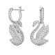 Σκουλαρίκια-Σταγόνα Swarovski Iconic Swan Κύκνος, Λευκά, Επιμετάλλωση Ροδίου