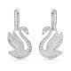 Σκουλαρίκια-Σταγόνα Swarovski Iconic Swan Κύκνος, Λευκά, Επιμετάλλωση Ροδίου