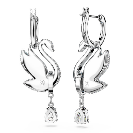 Σκουλαρίκια-Σταγόνα Swarovski Iconic Swan Κύκνος, Μπλε, Επιμετάλλωση Ροδίου