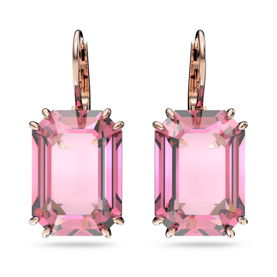 Millenia Drop Earrings Octagon Cut, Pink, Rose gold-Tone Plated