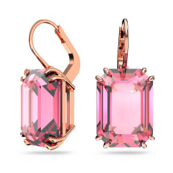 Millenia Drop Earrings Octagon Cut, Pink, Rose gold-Tone Plated