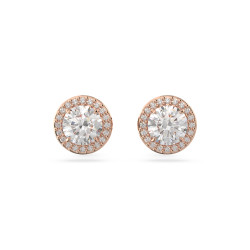 Constella Stud Earring Round Cut, Pavé, White, Rose Gold-Tone Plated