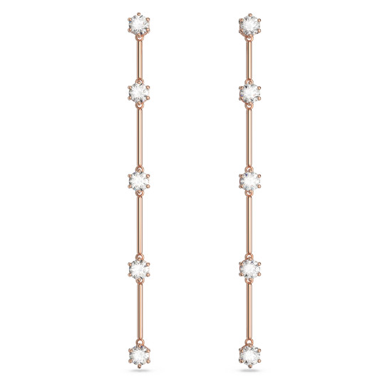 Σκουλαρίκια-Σταγόνα Constella Στρογγυλή Κοπή, Λευκά, Επιμετάλλωση Σε Ροζ Χρυσαφί Τόνο